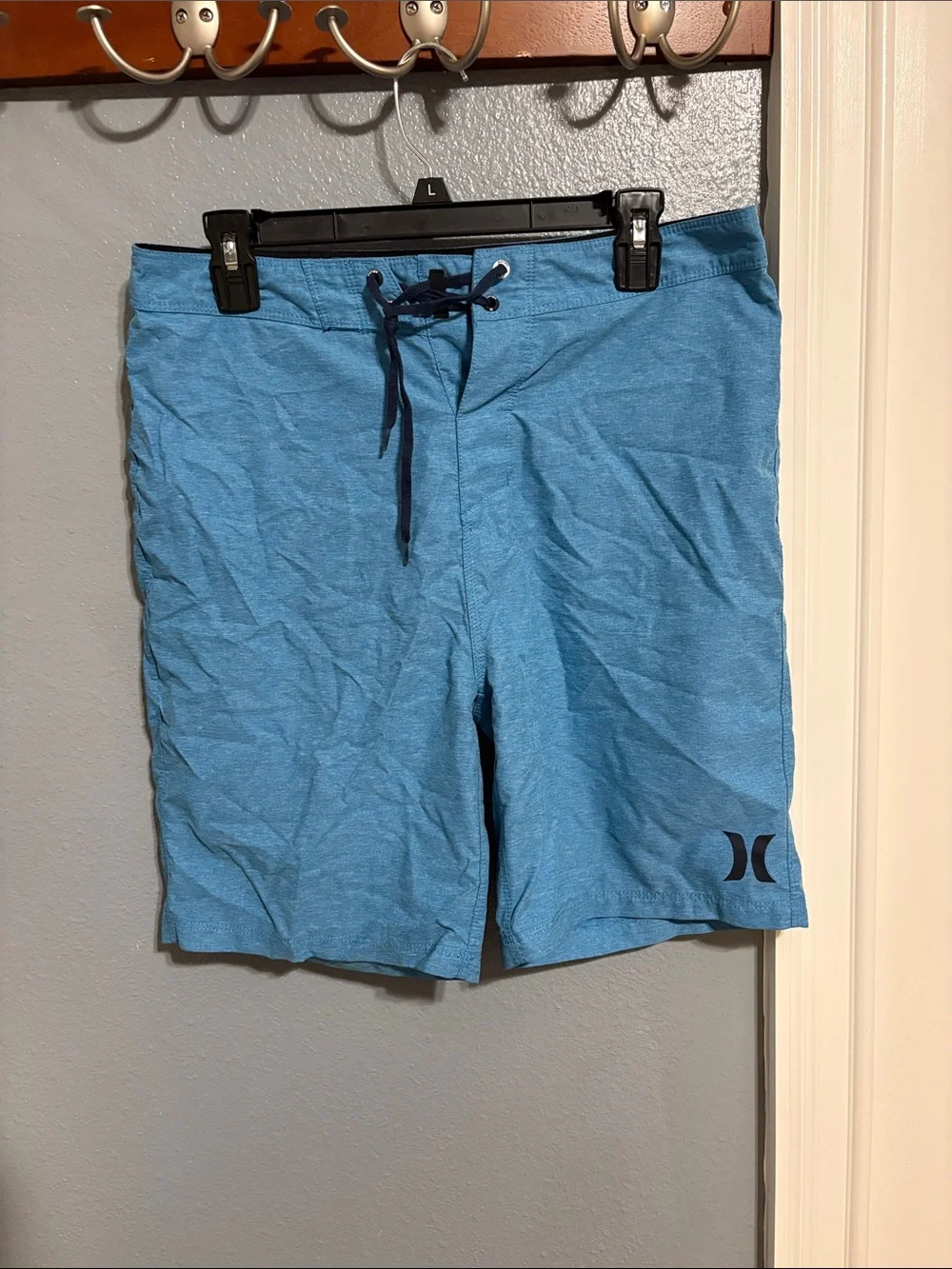 Hurley Men’s Teal Blue Board Shorts with Dark Blue Drawstring